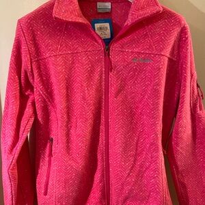 Columbia Bright Pink Full-Zip Fleece Fashion Print